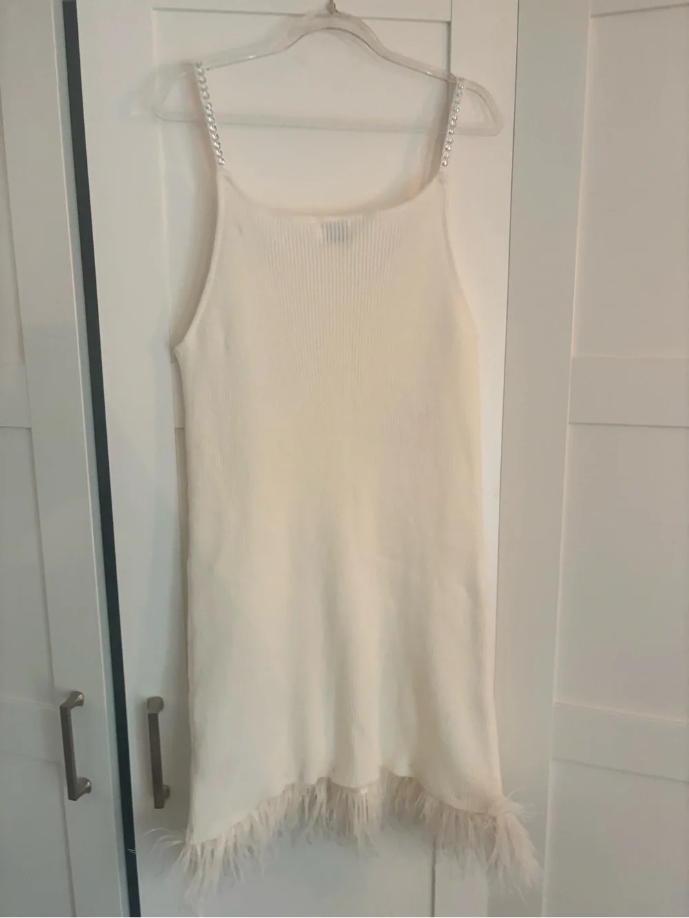 Lola and the Boys Crystal Butterfly Feather Trim Sweater Dress Size Small - Picture 7 of 8